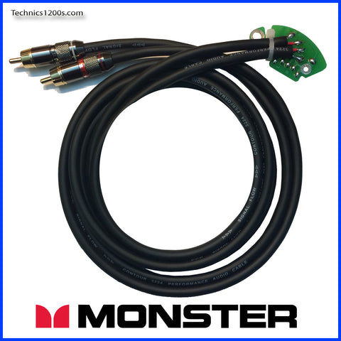 Pro DJ Black Performance RCA Cable - MONSTER CABLE Gold Connects & Internal Ground PCB