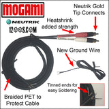 Universal MOGAMI RCA / Phono Cable with NEUTRIK Gold Tip Connects, Braided PET & Ground Wire